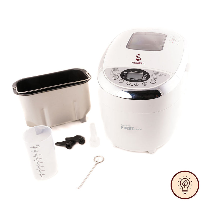 Plan Renove - Exclusivo Clientes - MaBAKER Panificadora. 850W 12 prog pan básico, integral, sin gluten, masas pizza y más. Antiadherente Quantanium (sin PFOA). Hasta 1,25kg